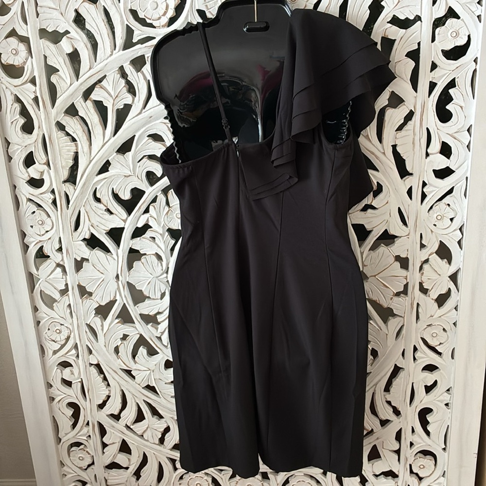 Anthropologie Bishop + Young Assymetrical Stylish Black Dress with ruffle - Picture 3 of 3